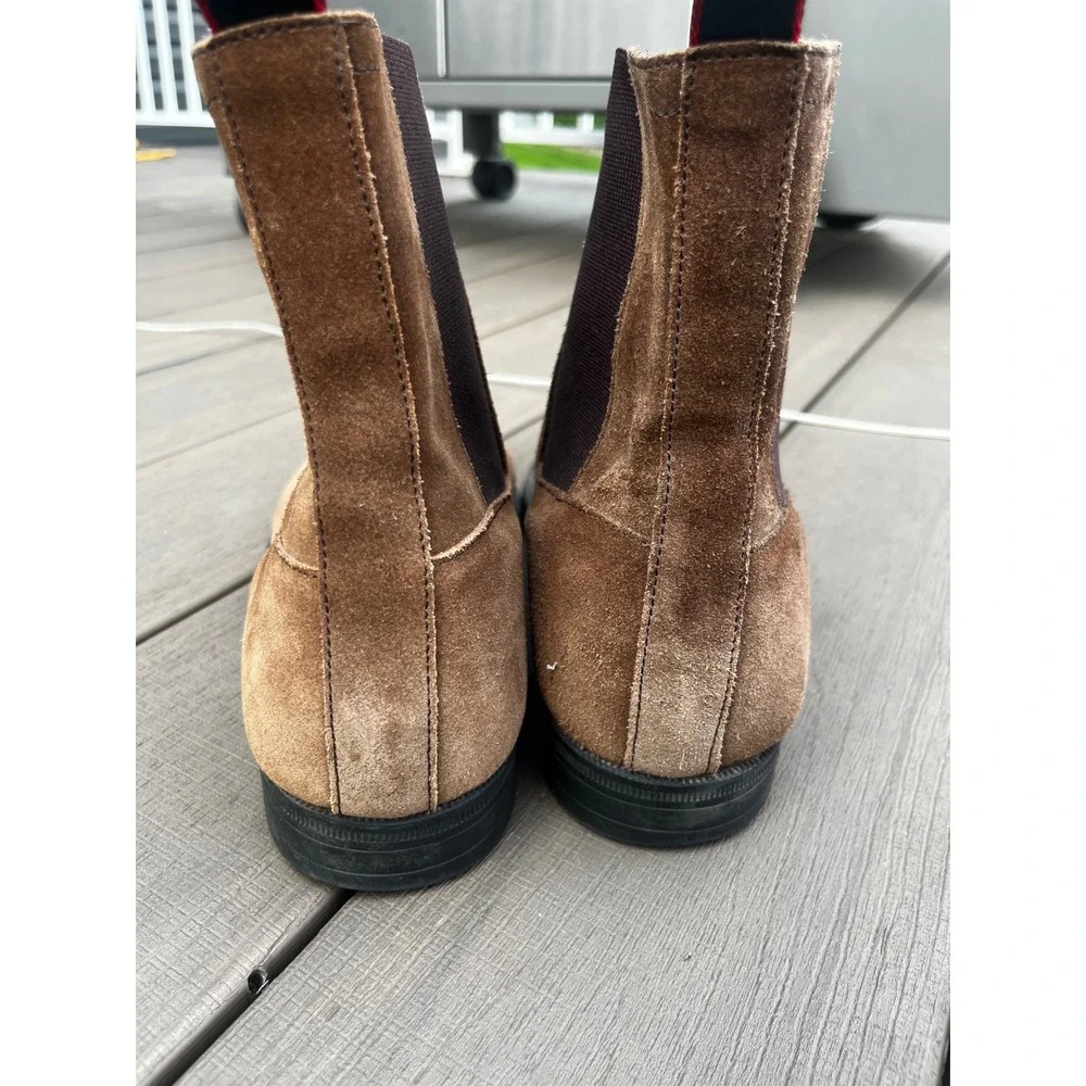 Hugo Boss Mens Tan Suede Chelsea Boots Brown Elastic Gusset / Size Mens 9